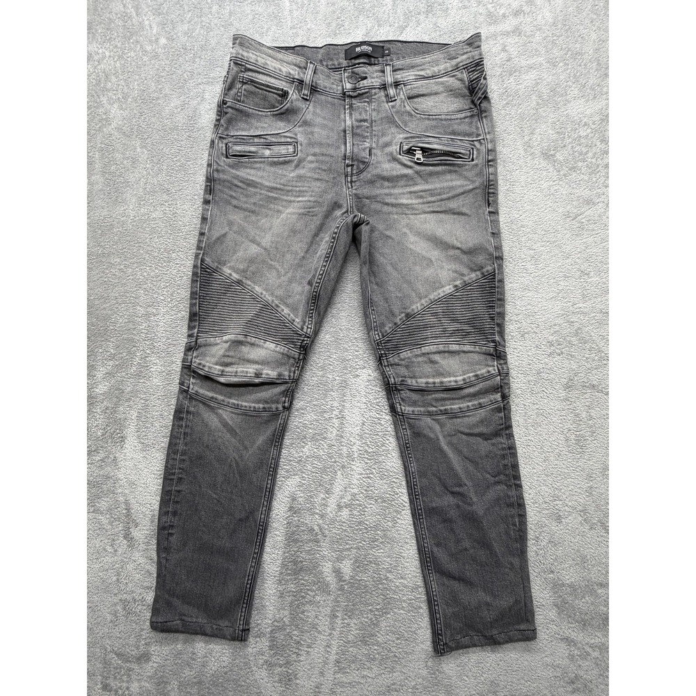 Hudson Blinder Biker Jeans Mens Measured 34x28 Charcoal Gray Skinny Slim